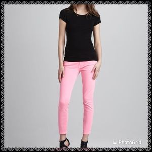 7 FOR ALL MANKIND Bright Pink Cropped Skinny Jeans